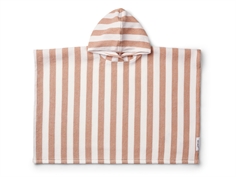 Liewood stripes white/tuscany rose junior poncho towel Paco